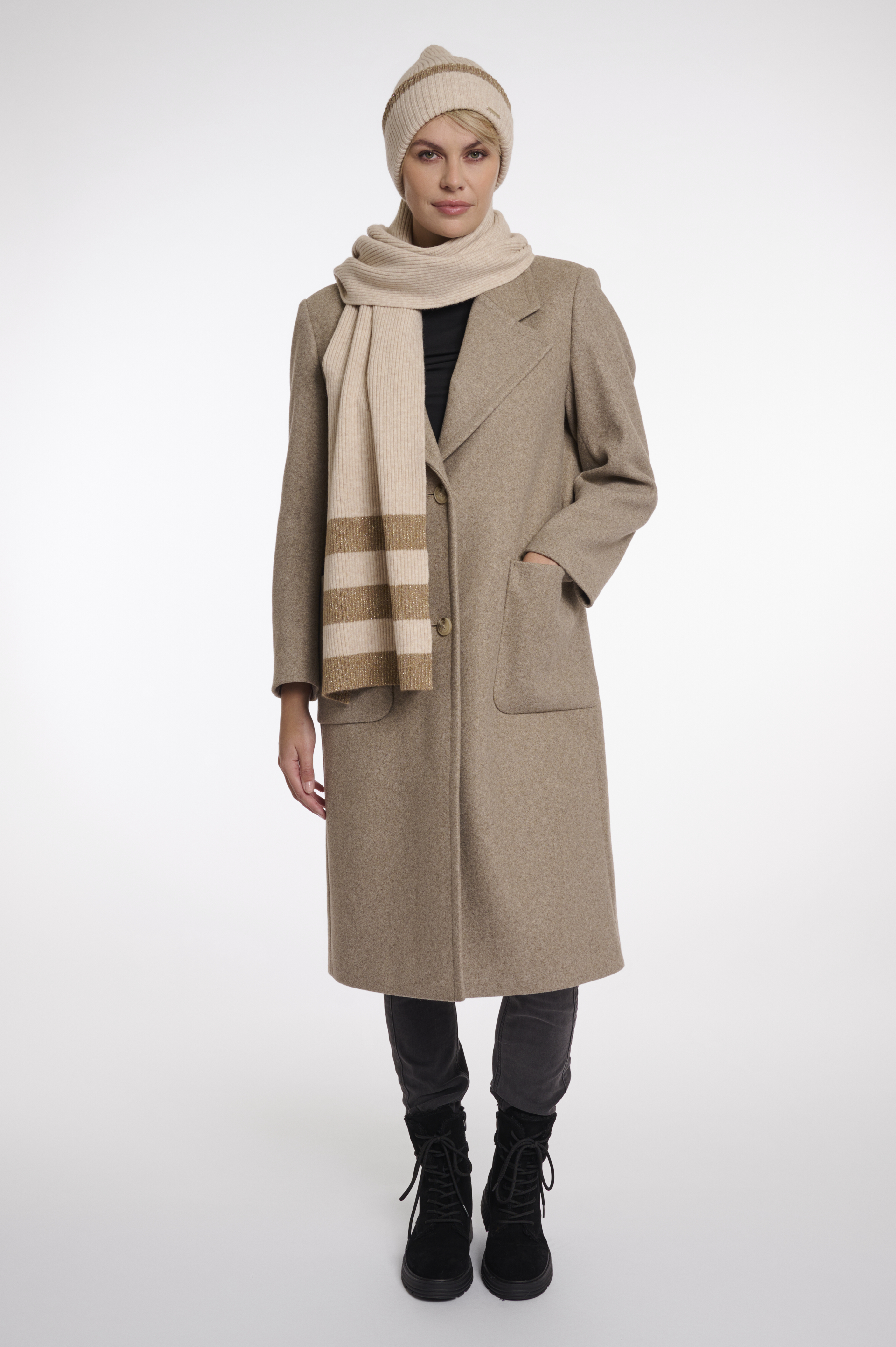 Rino & Pelle - Hetty Knitted Striped Scarf - Birch Melange