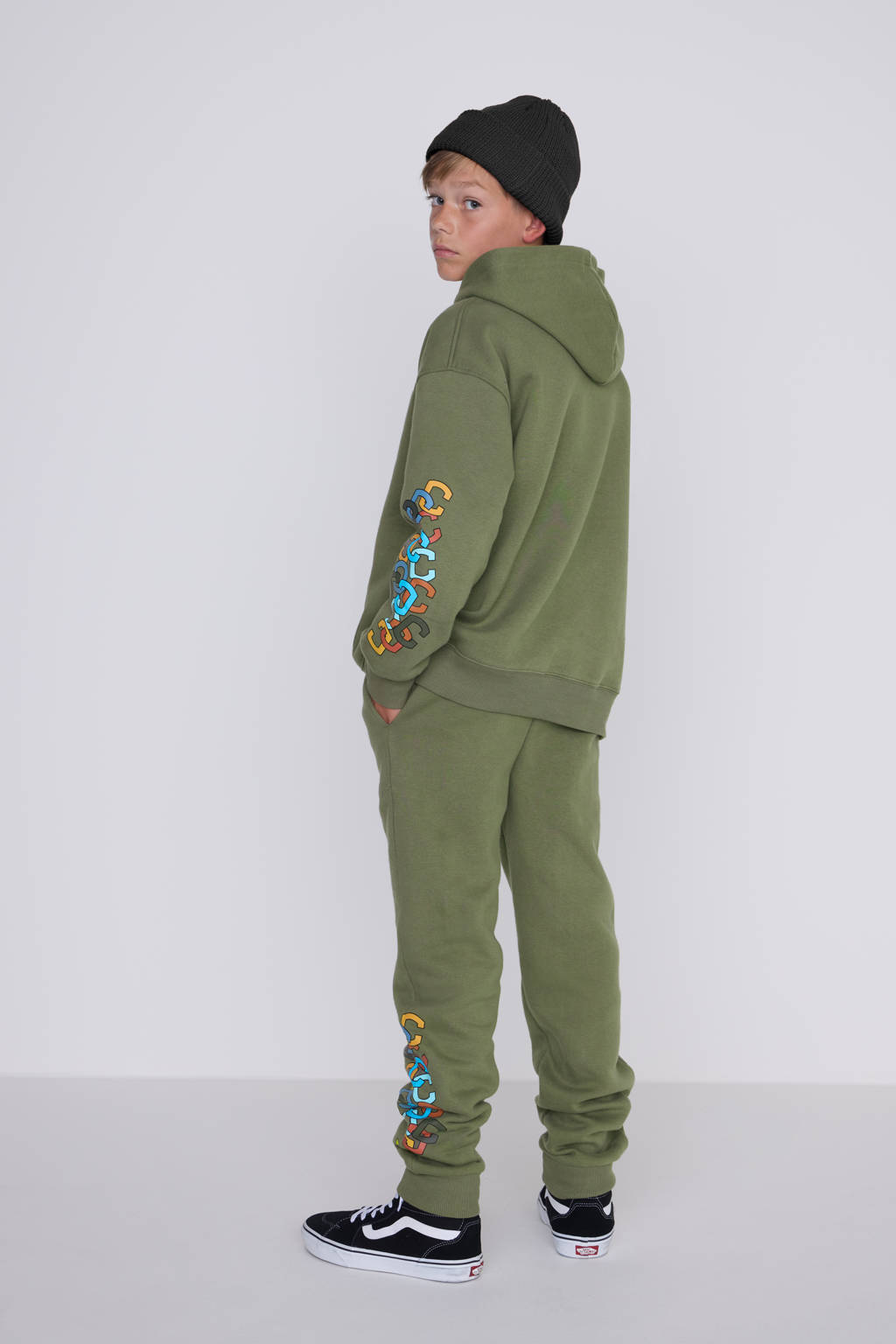 Coolcat joggingbroek Coby met printopdruk khaki