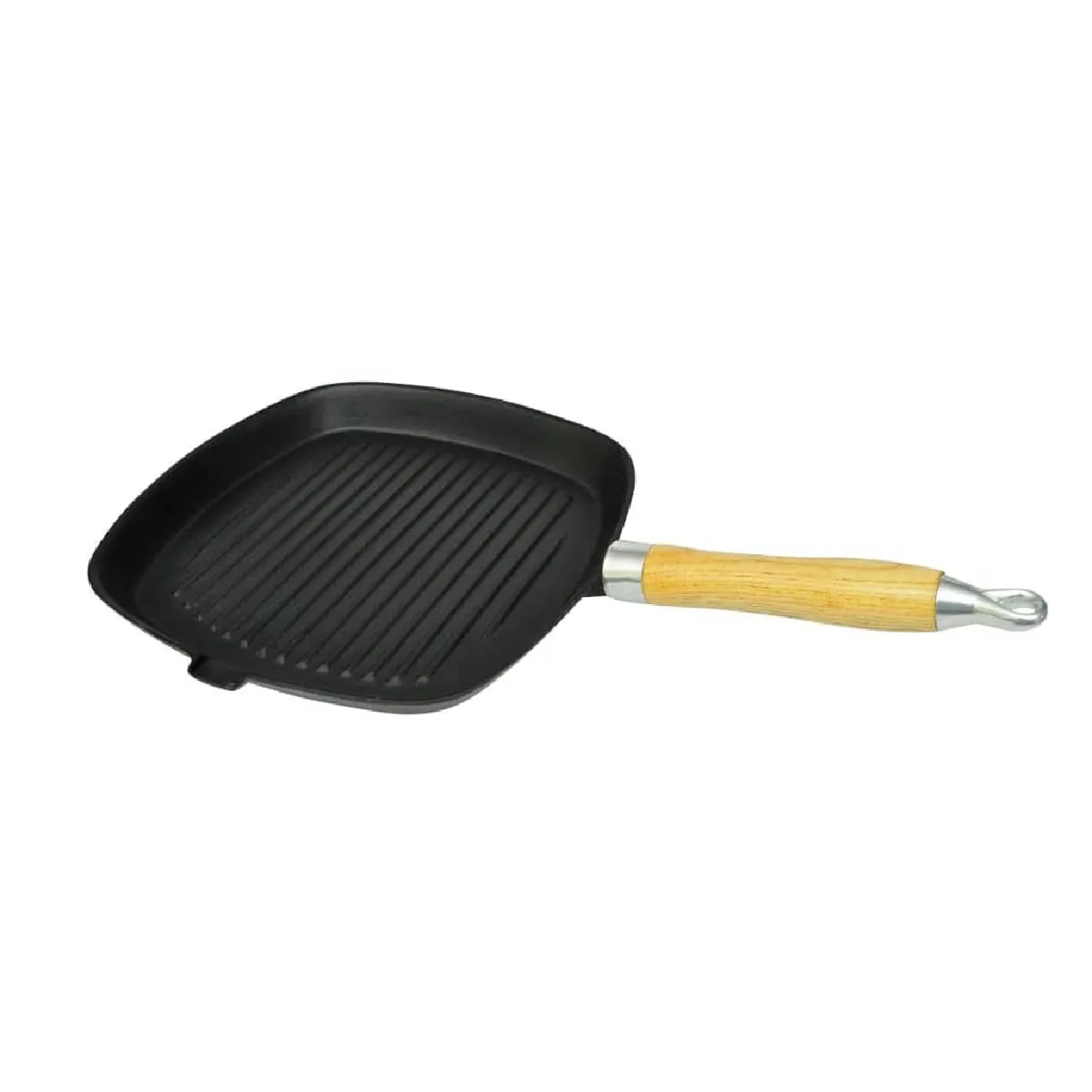VidaXL Poêle Grill Fonte avec Manche Bois