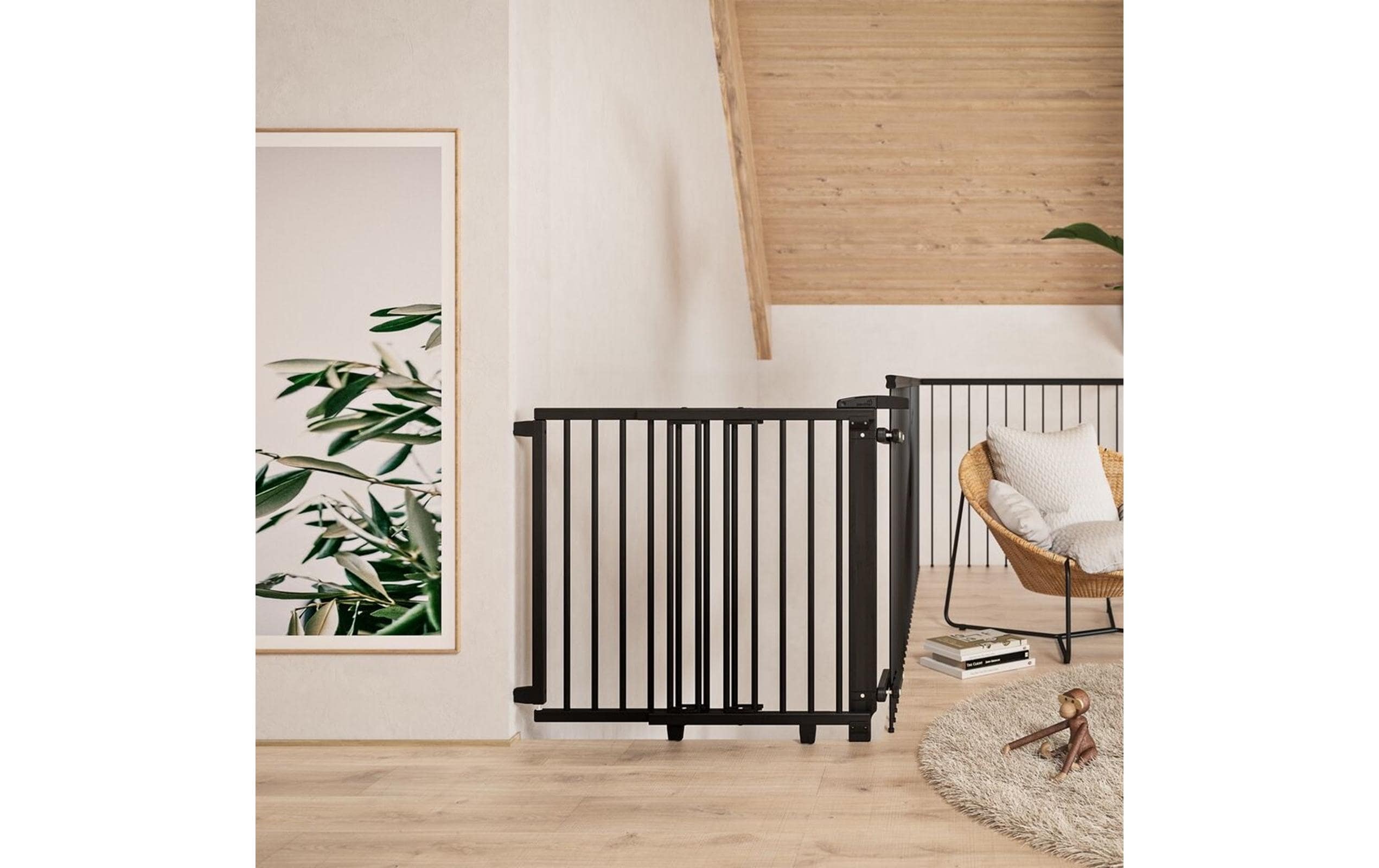 Treppenschutzgitter Schwarz 95 cm - 135 cm<br>Treppenschutzgitter aus Holz