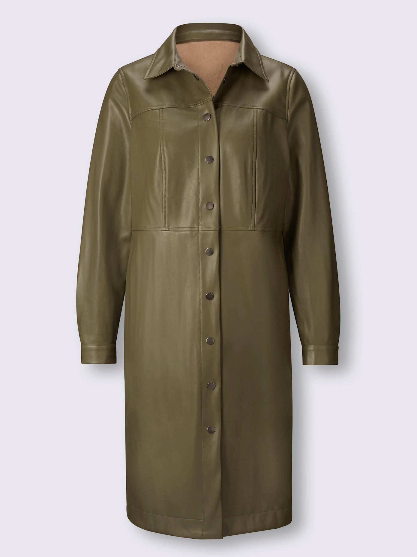 Robe en imitation cuir patte de boutonnage pression sur toute la longueur devant