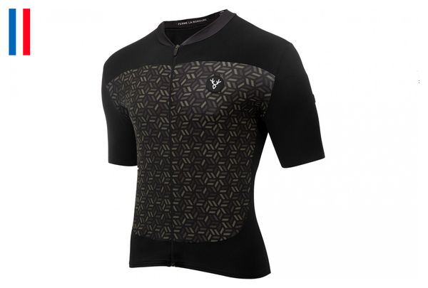 Maillot Manches Courtes LeBram Croix de Fer Noir Kaki Coupe Ajustée