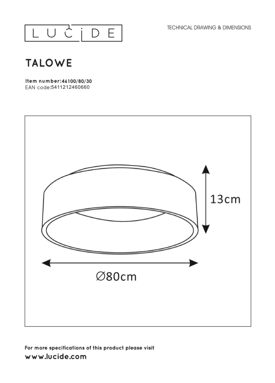 Lucide Talowe plafondlamp Ø80 LED zwart