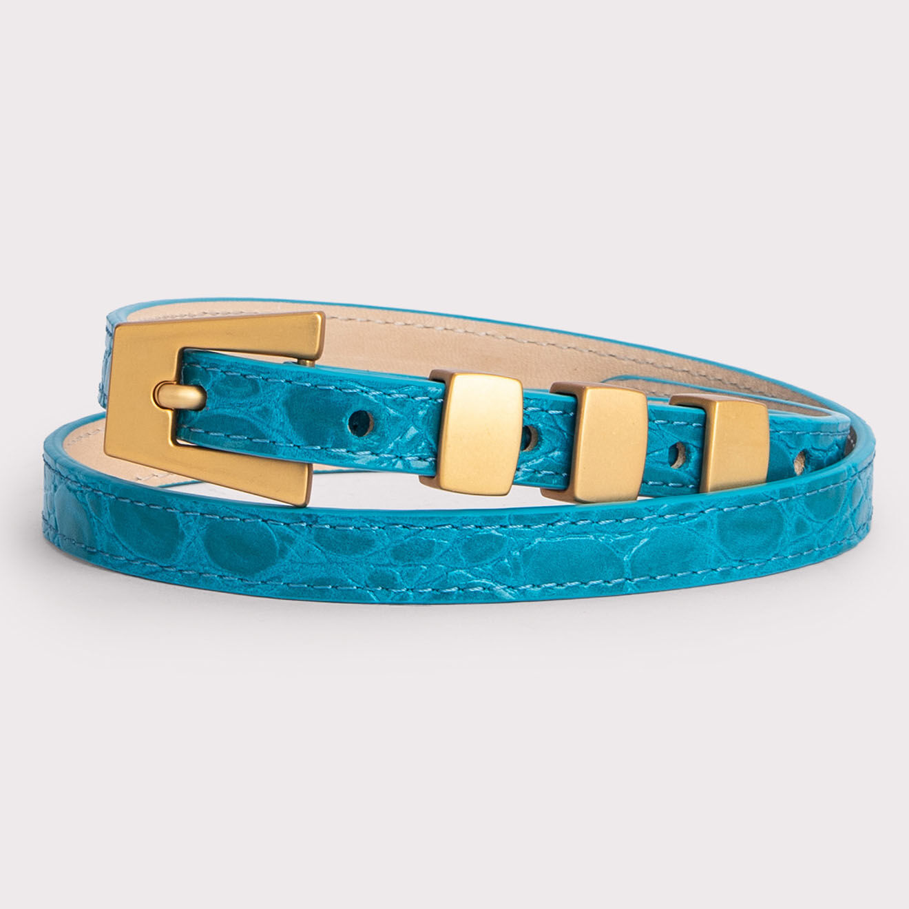 By Far Ceinture en Cuir Vic bleue