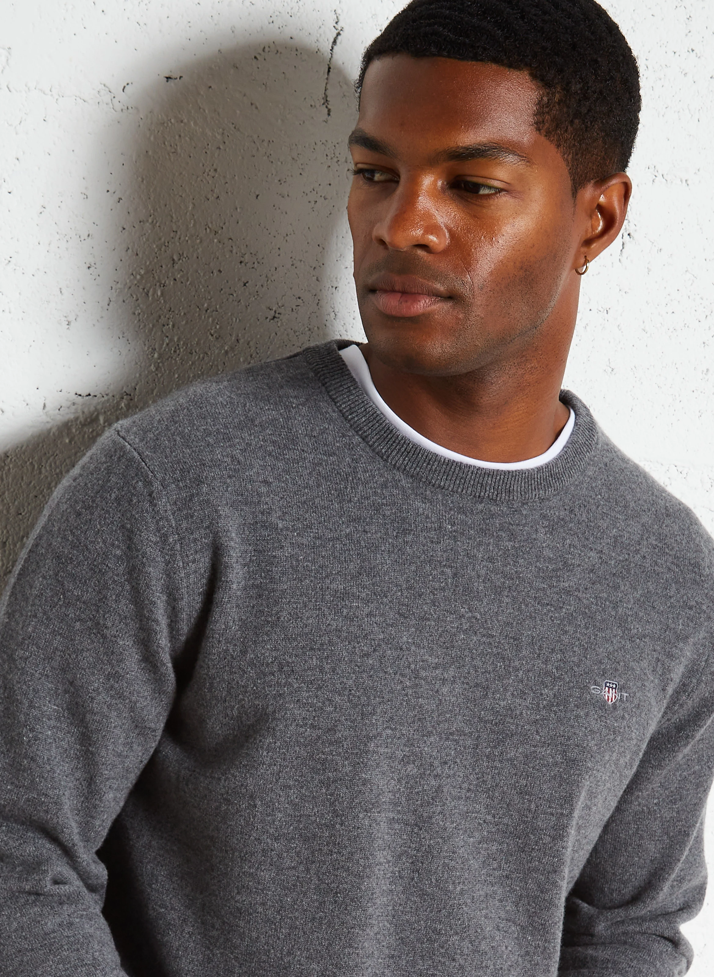 Pull droit col rond en laine | Gris