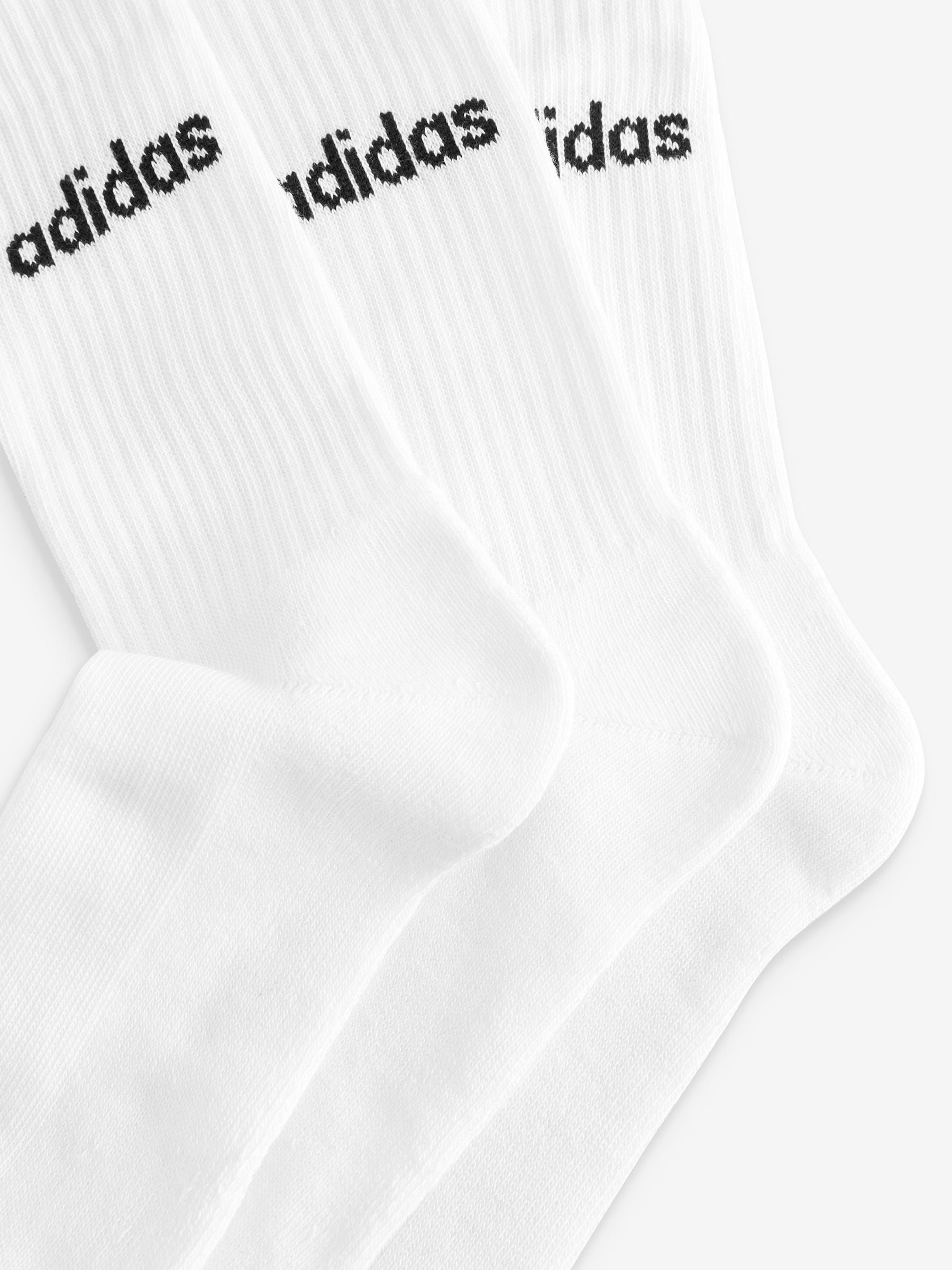 Wit - adidas Linear verpakking van 3 paar dikke sokken met ronde hals