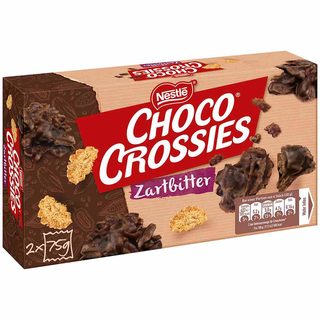 Nestle Choco CROSSIES Zartbitter 150g MHD:30.4.25