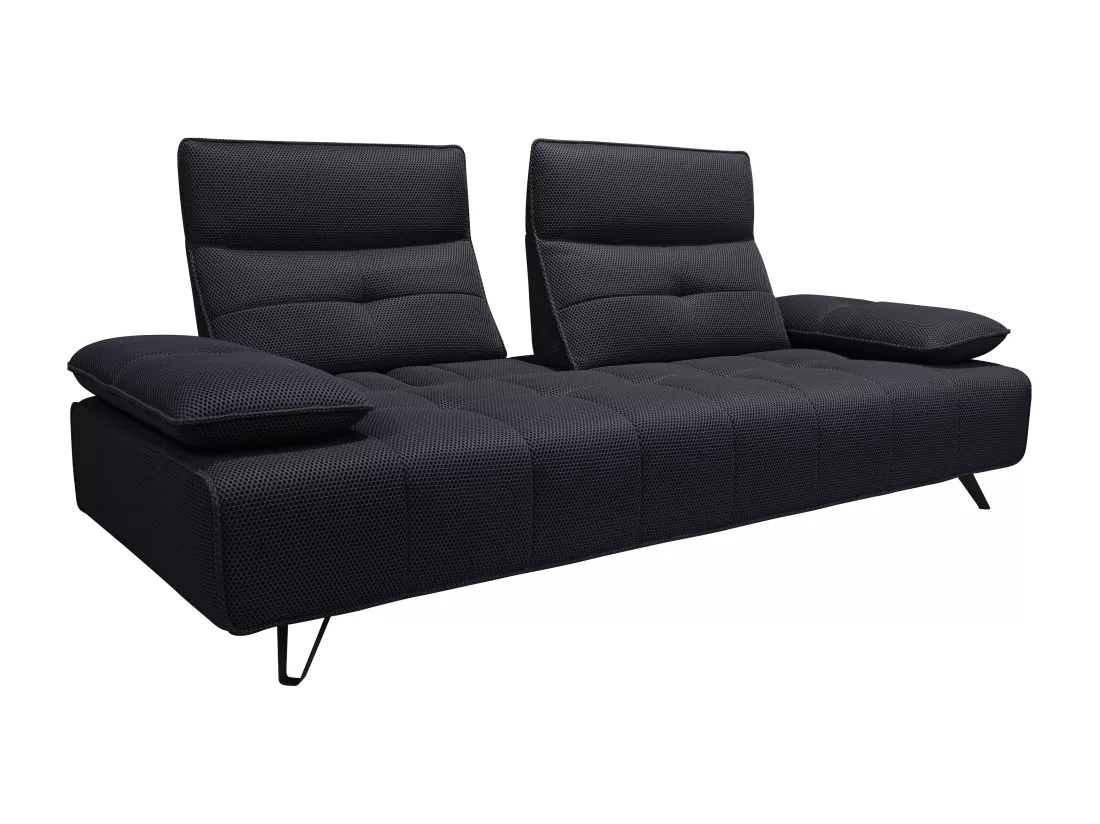 Canapé 3 places en tissu 3D gris anthracite avec dossier avance-recule MERCOTA