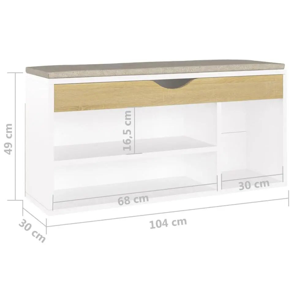 vidaXL - Schoenenbank - Beige - Bewerkt hout