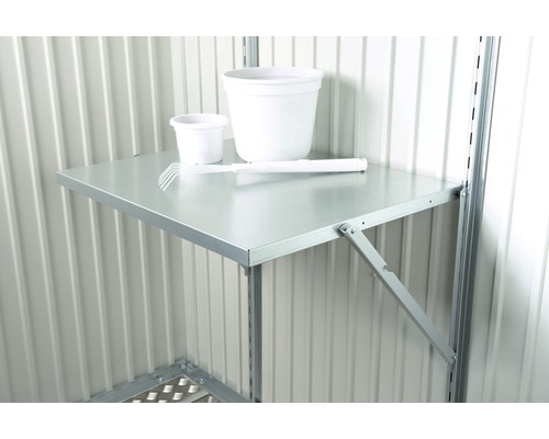 Biohort klaptafel voor alle tuinhuisjes, 69 x 58 cm, zilver