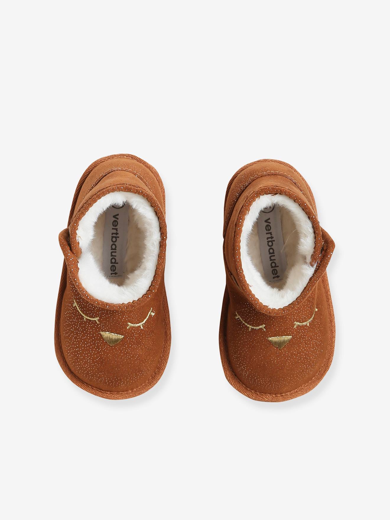 Botas forradas com estampa azul-escura para bebê menina