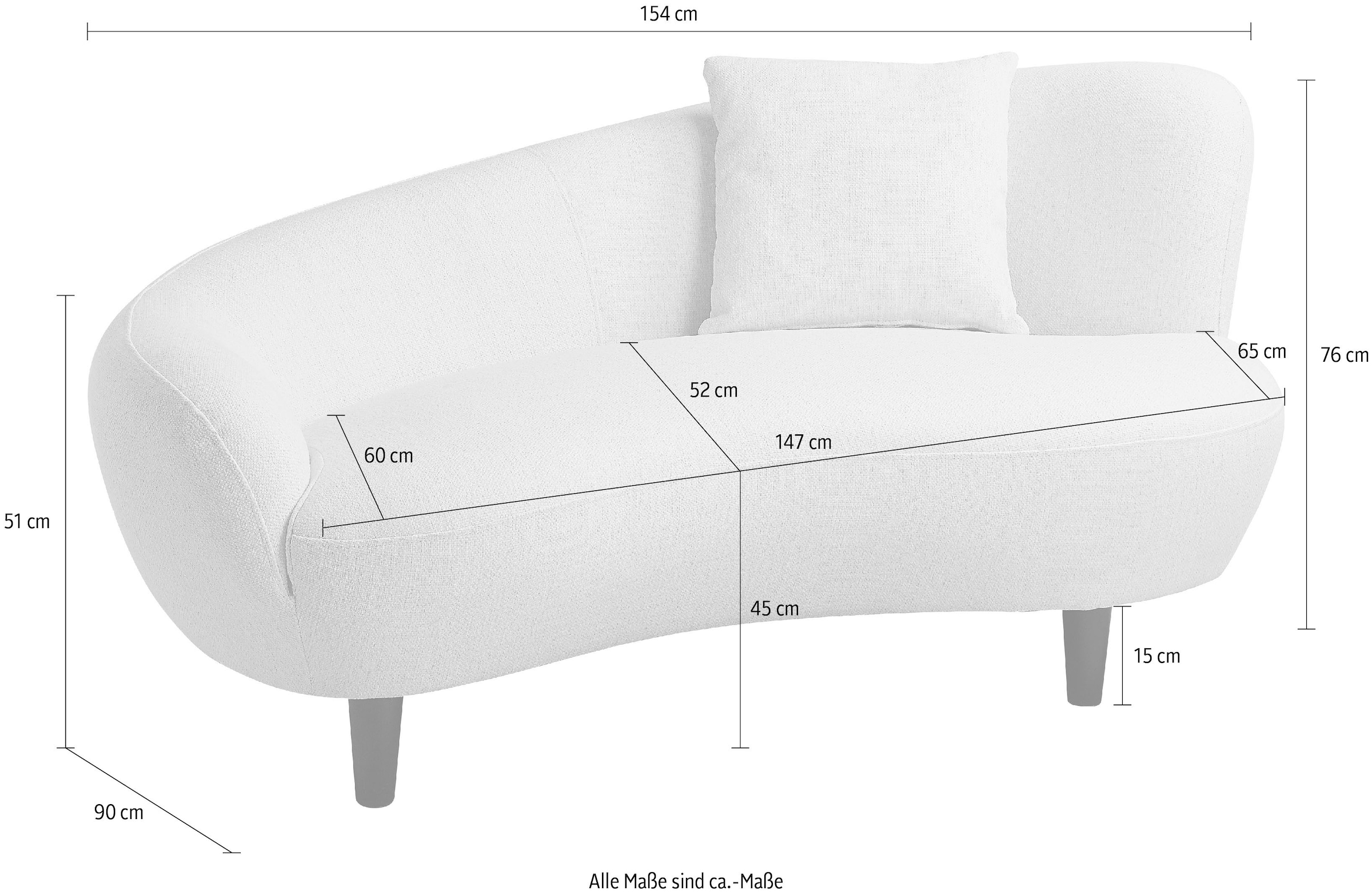 ATLANTIC home collection Chaiselongue »Olivia« Nierenform-Sofa mit Zierkissen im Originalbezug