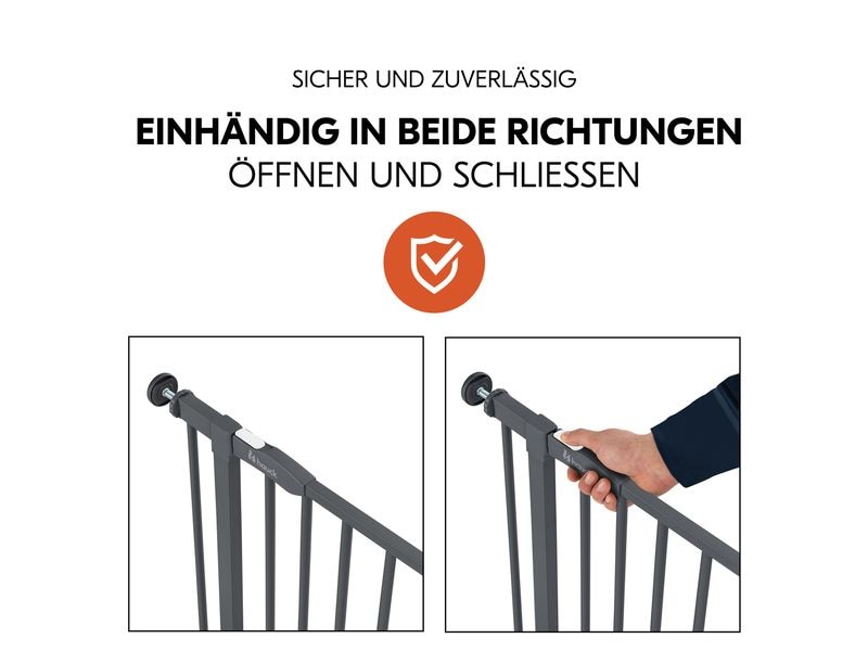 Hauck Türschutzgitter Open N Stop 2 Dark Grey 75 cm - 80 cm Praktisches, manuell schliessendes Tür- und Treppenschutzgitter-Set