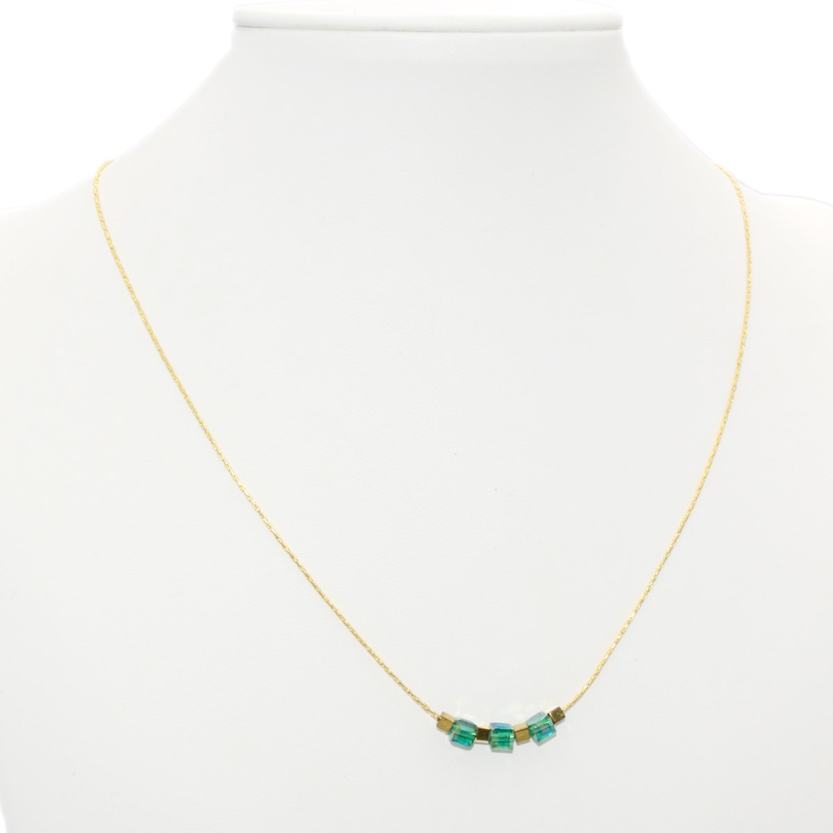 Collier minimaliste  perles de crystal-Doré à l'or fin