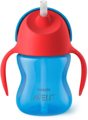 Philips Avent Sugerørkopp med Håndtak 200ml, Blå/Rød
