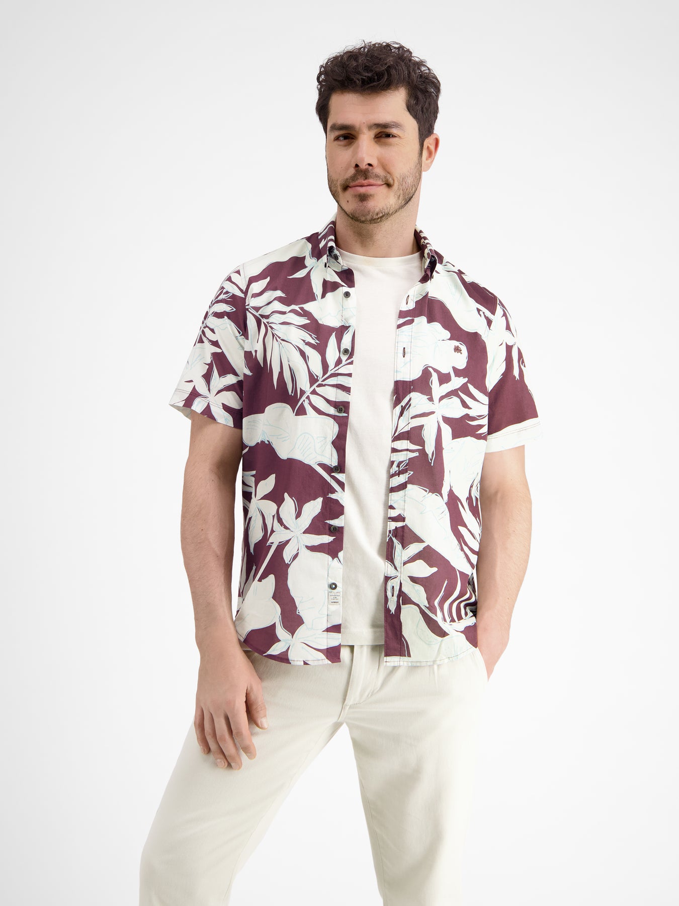 Halbarmhemd mit floralem Print
