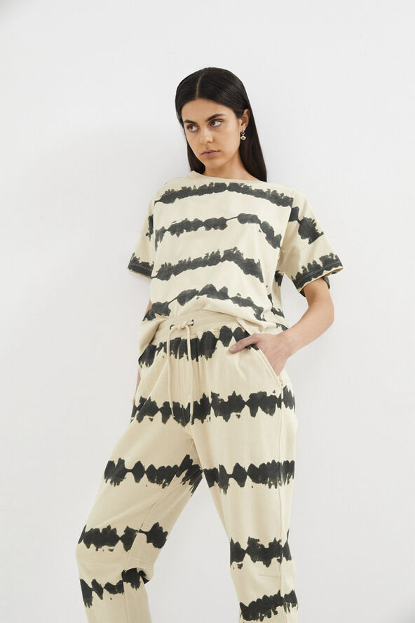 Rabens Saloner Vista print cropped t-shirt - Uria Oyster combo