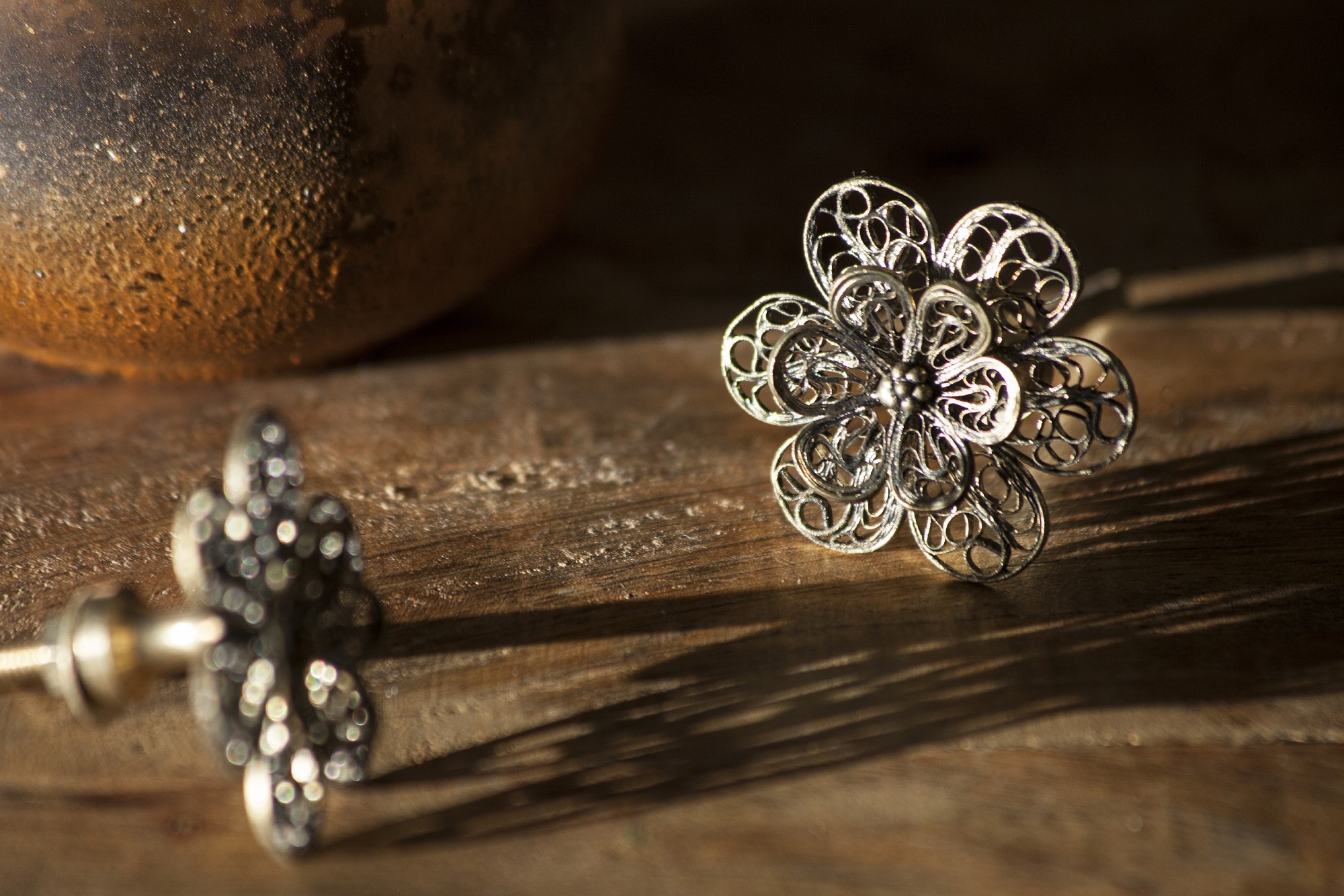 Metall-Knauf 'Blume', messing, Ø 4 cm günstig bestellen