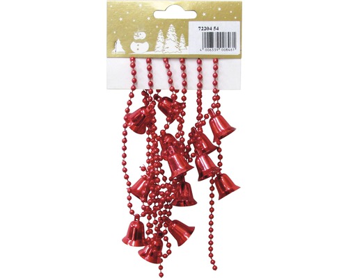 Kerstboomversiering, belketting, 180 cm, rood