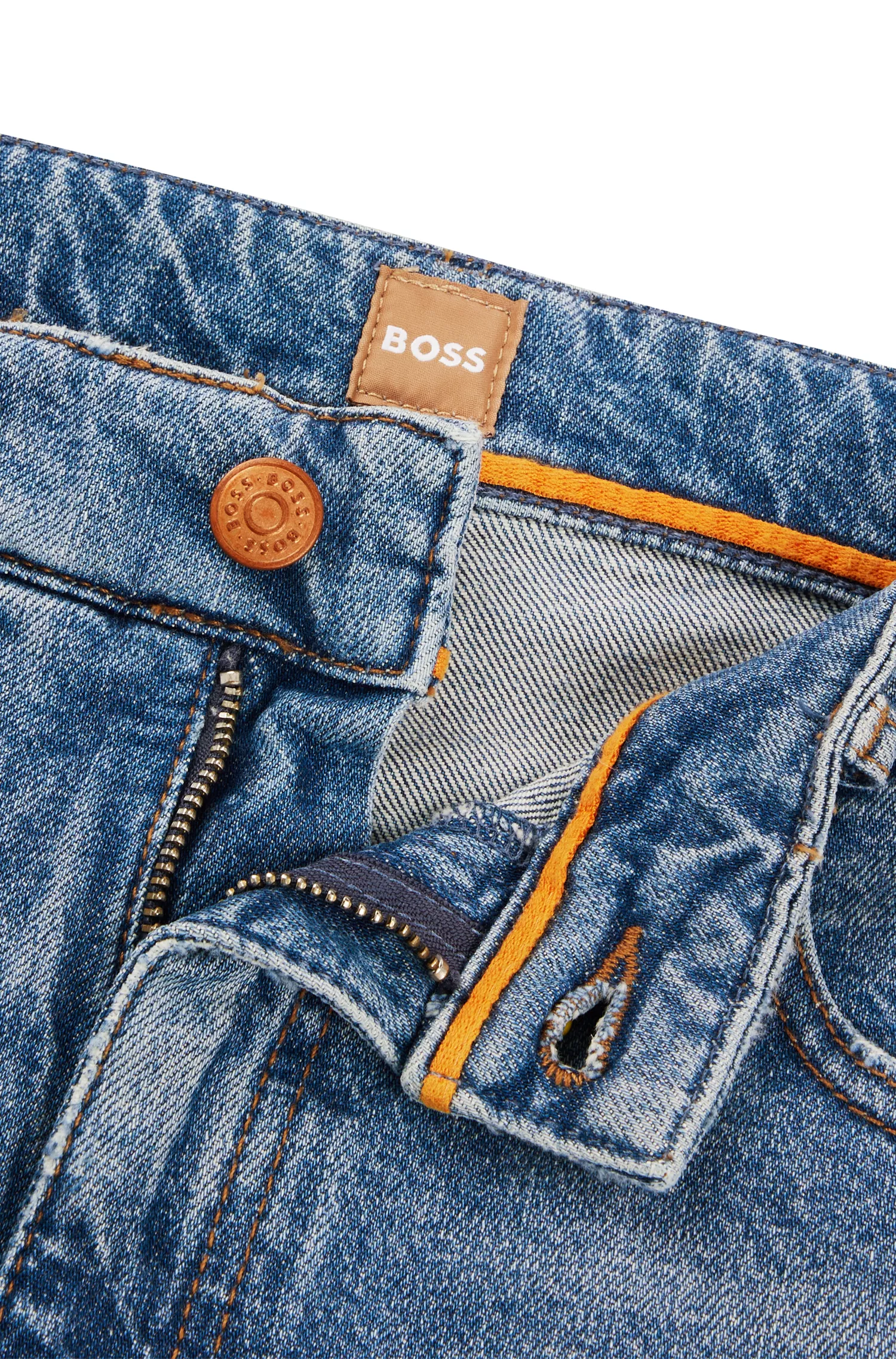 Calça jeans BOSS preta de cintura alta em denim azul com elasticidade confortável