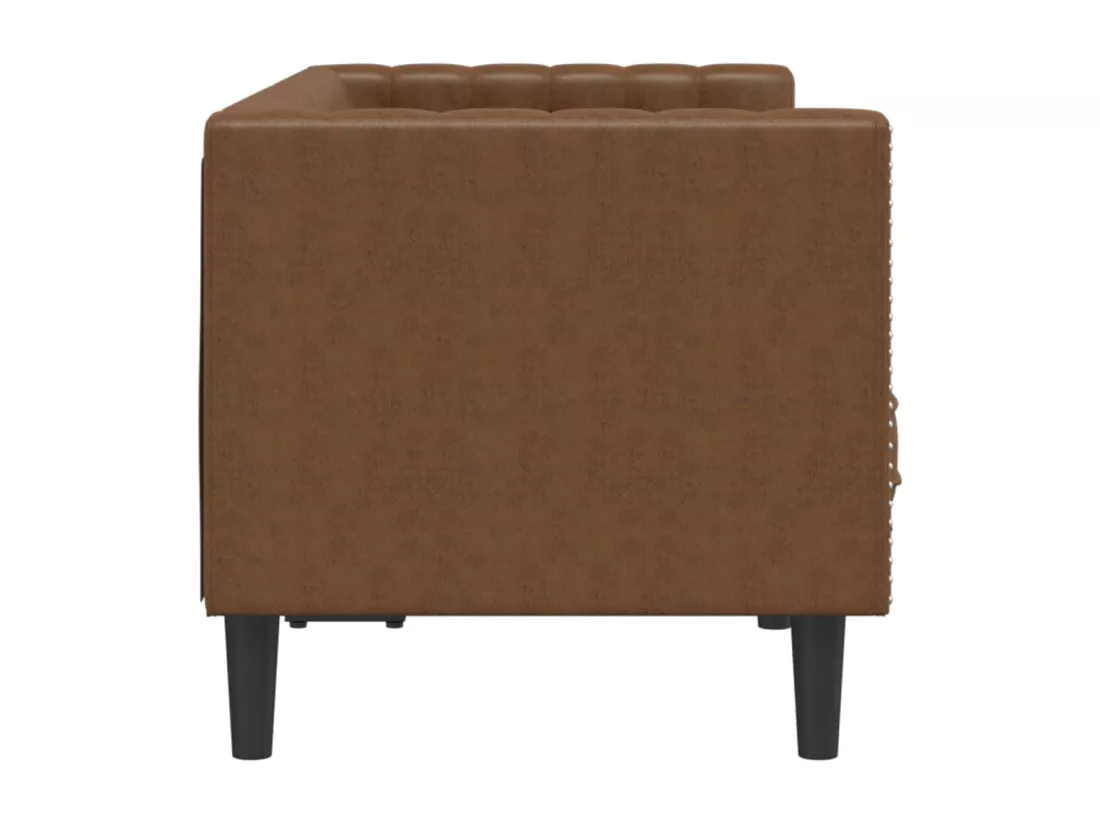 Canapé à 2 places Chesterfield marron similicuir daim