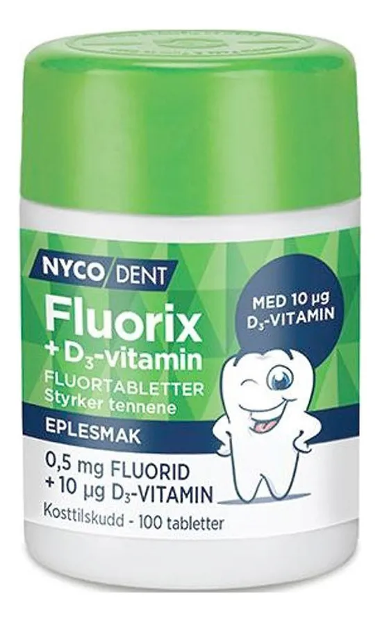 Nycodent Fluorix 0,5 mg D3-Vitamin Æble - 100 tabl.