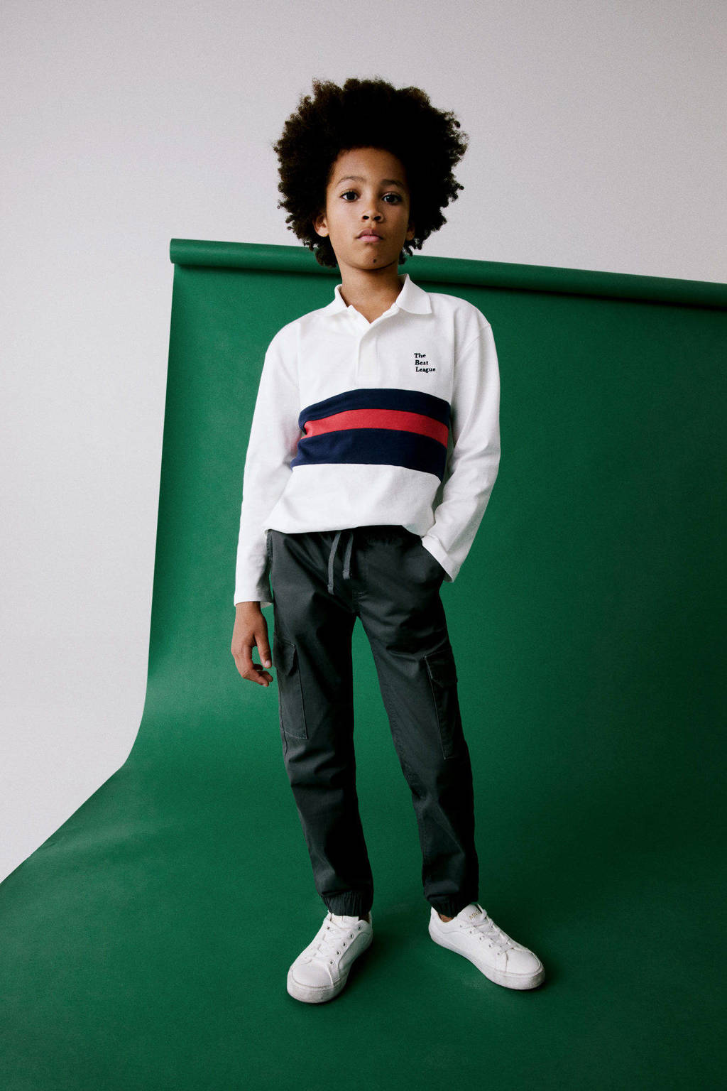 Mango Kids gestreepte polo wit