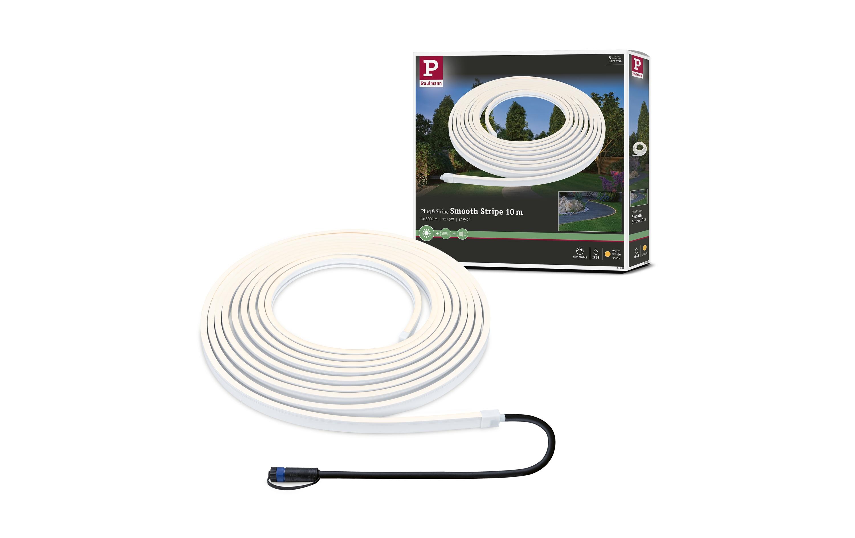 LED-Stripe Plug & Shine Smooth, 3000K, 10m, WeissOutdoor Stripe