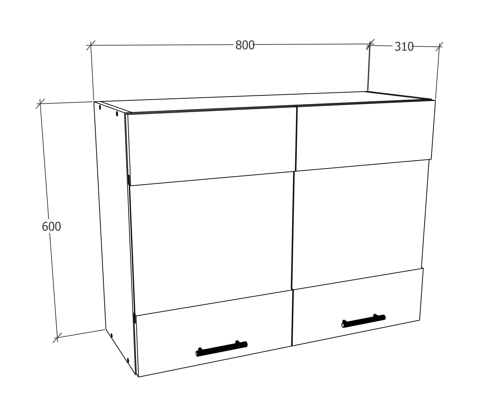 Glas-Hängeschrank ESILO - weiß - anthrazit - 80 cm