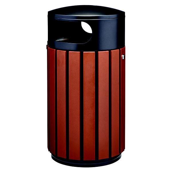 Corbeille à poser ou à fixer zeno alu- 60 L - lattes aluminium effet corten / tête gris manganese