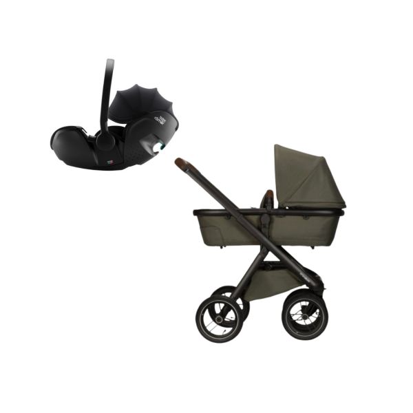 Dubatti One E5 Kinderwagen 3-in-1 - Black / Black - Sand | Britax Römer Baby-Safe Pro Autostoeltje - Galaxy Black