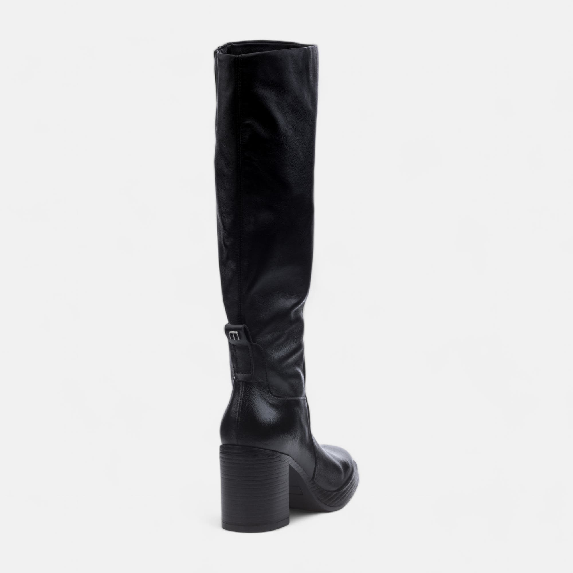Bottes à talon Femme en cuir noir