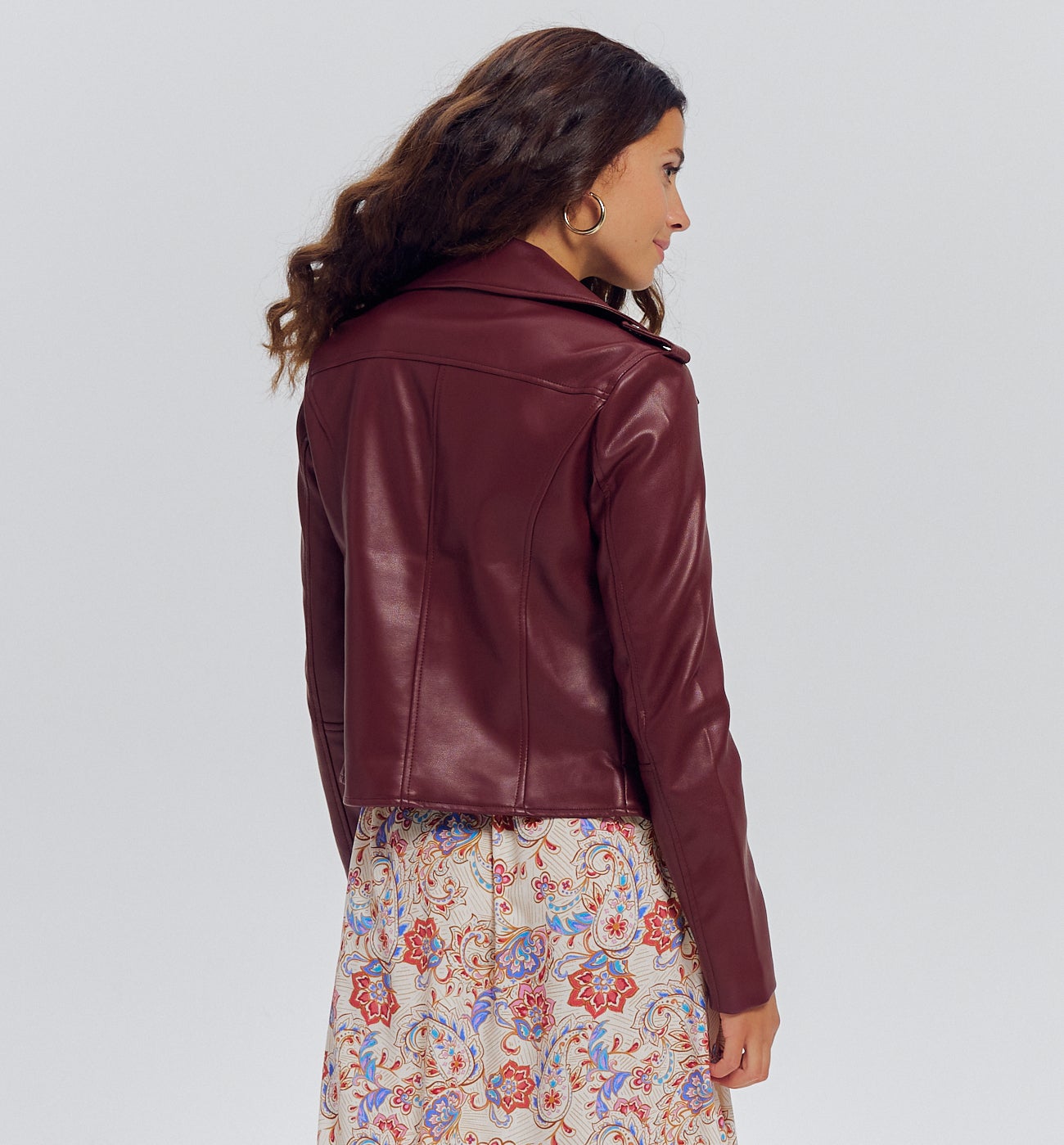 Blouson en simili cuir Femme - Bordeaux