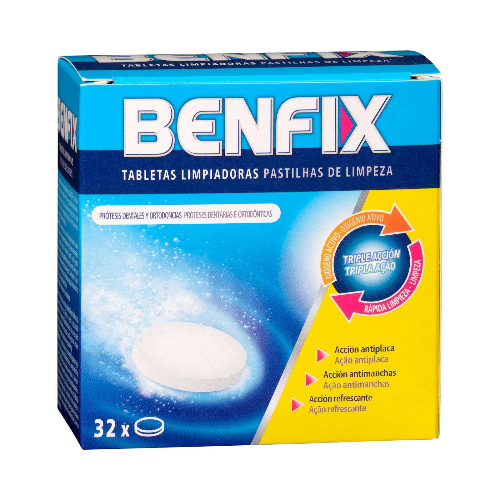 Comprimés de nettoyage pour prothèses dentaires et orthodontiques Benfix