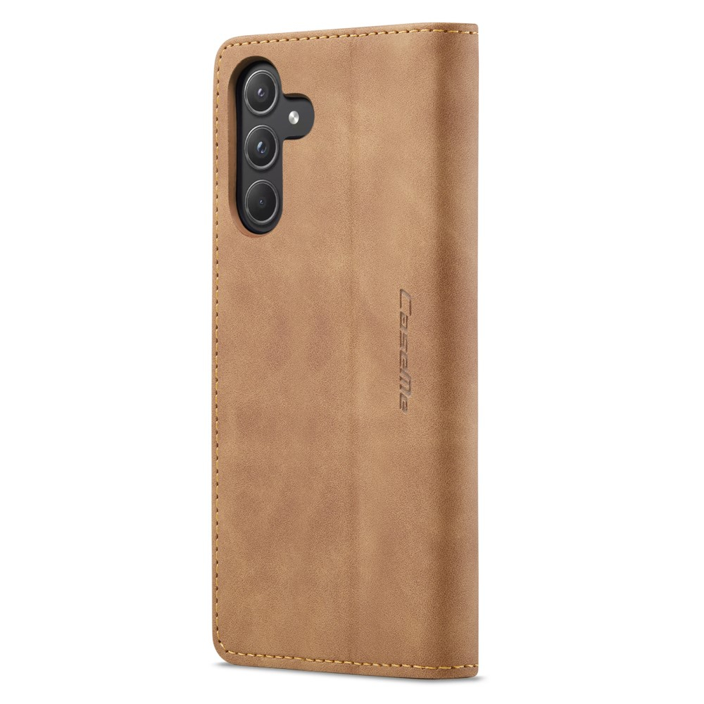 Samsung Galaxy A55 Leder Tasche Flip Wallet Etui mit Kartenfächern - Hellbraun