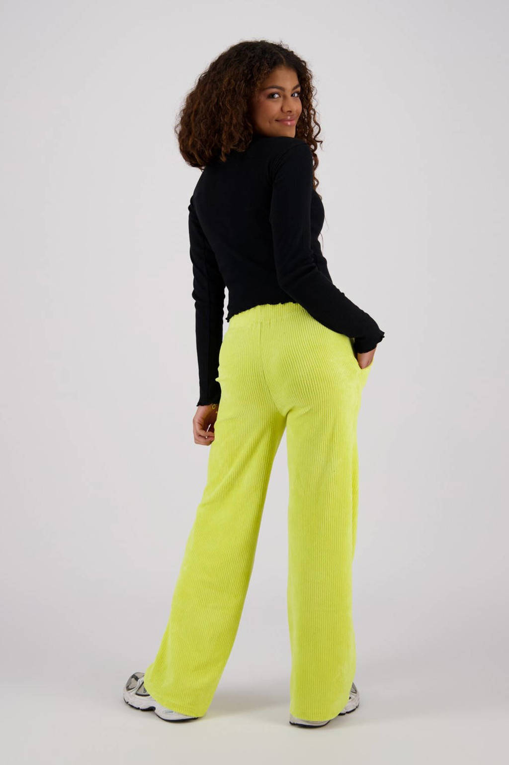 Raizzed wide leg broek Cara felgeel