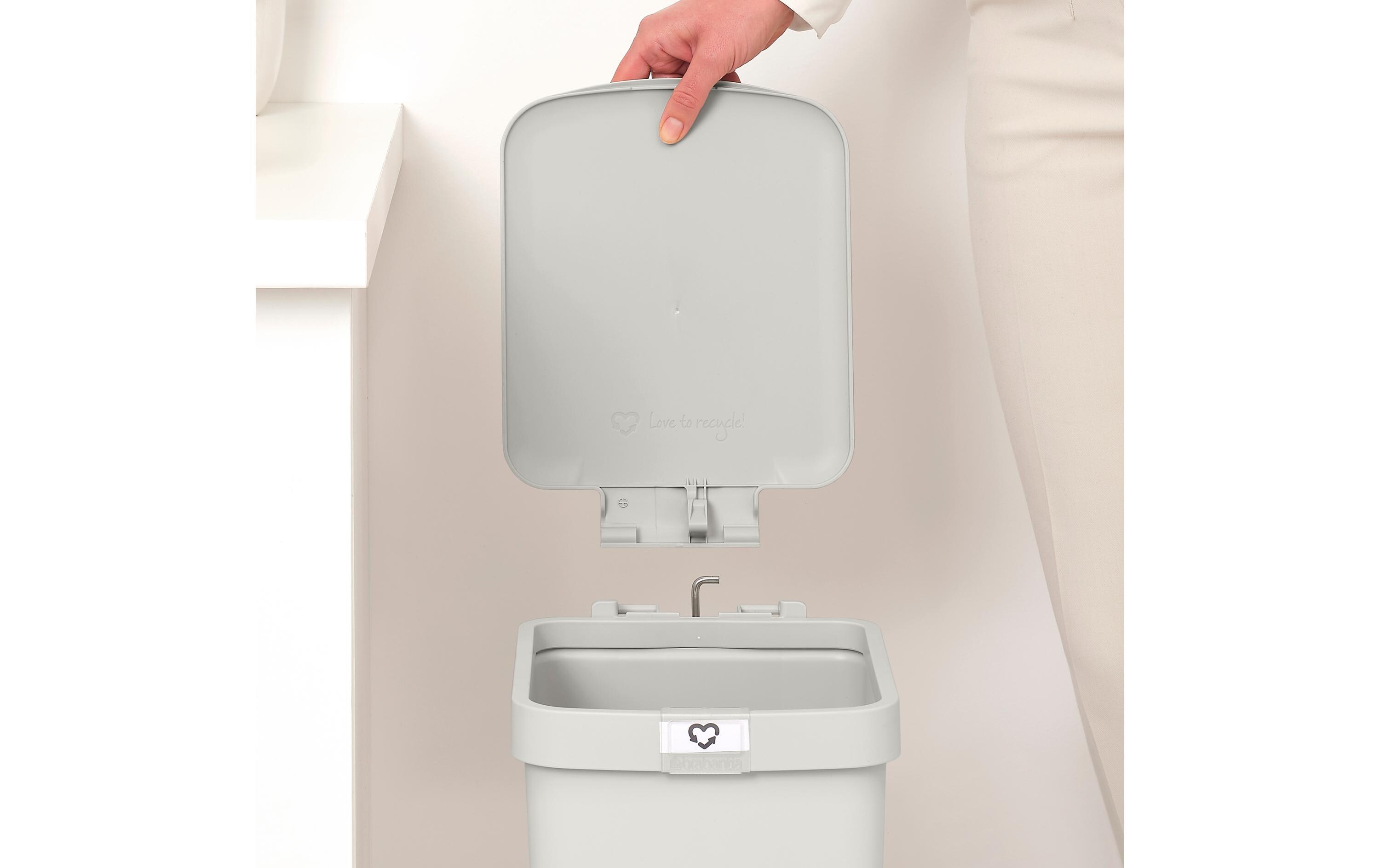 Recyclingbehälter StepUp 16 l, HellgrauTreteimer für Recycling Materialien