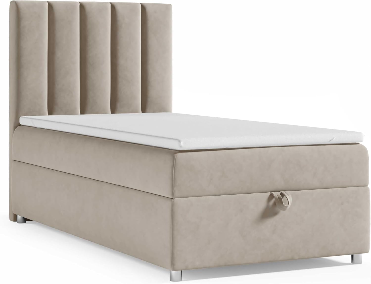 Trinity K10 EinzelBett | Boxspringbett mit Bonell Federkernmatratze 90x200 | MatratzenTopper 90x200 | Bett mit Matratze | Bett mit Stauraum