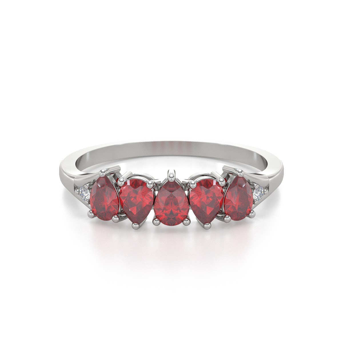 Bague Rubis et diamants sur Argent 925 1.74grs