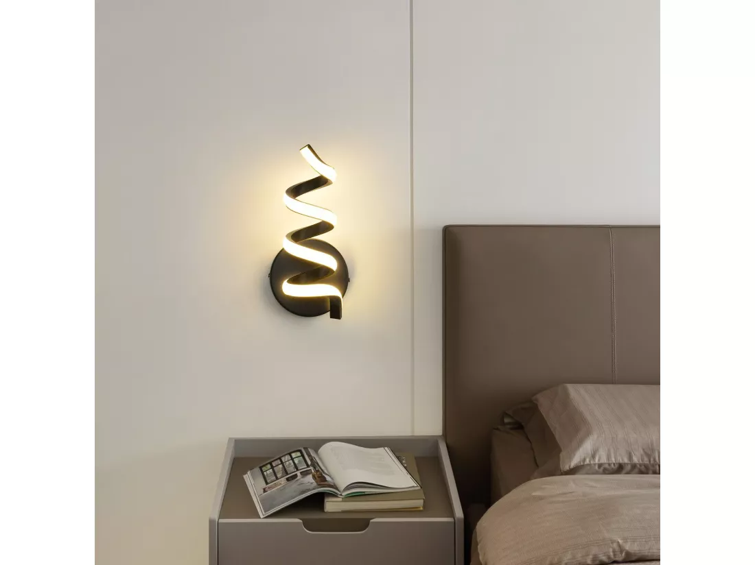 NETTLIFE Applique murale LED d'intérieur noire moderne 7 W pour escalier Blanc chaud 3000 K