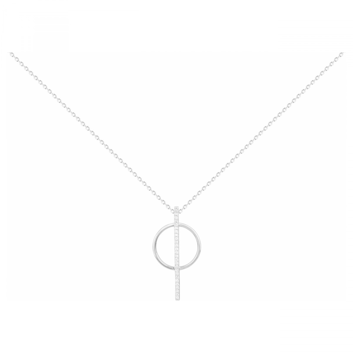 Collier Y en Argent avec oxyde de zirconium blanc