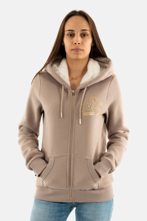 Sweat superdry luxe metallic logo hnr warm grey