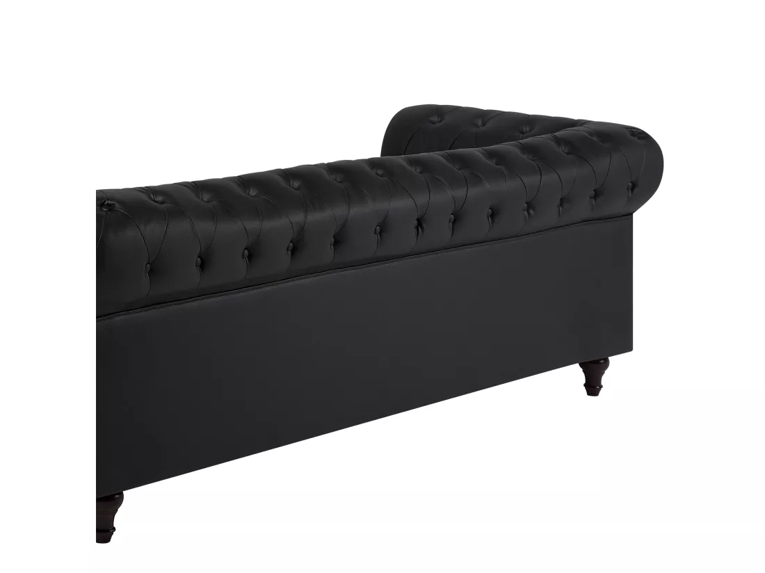 Canapé 3 places en cuir PU noir CHESTERFIELD BIG