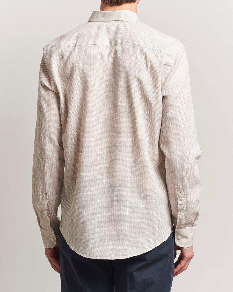Morris Linen Checked Shirt Khaki