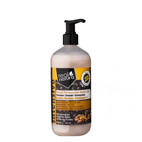 Real Natura Shampoo Sem Sal Pro-Reparação Bomba Café 500ml
