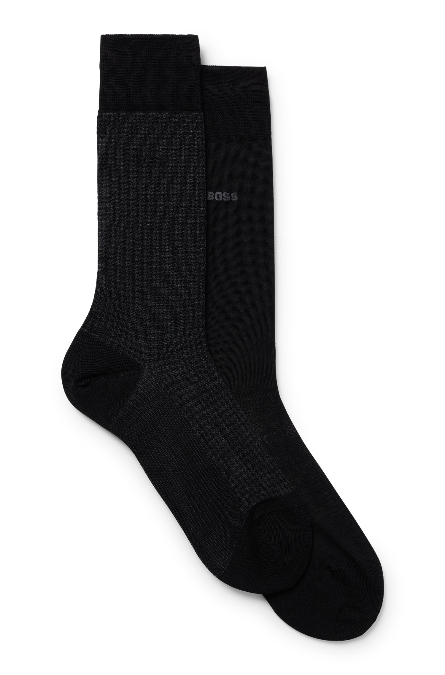 BOSS Socken »2P Houndstooth MC« Packung, 2er Pack, 2 Paar tlg. mit eingesticktem Markenlogo
