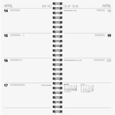 BRUNNEN Wochenkalender Tischkalender 2024 Blattgröße 10 x 20,7 cm