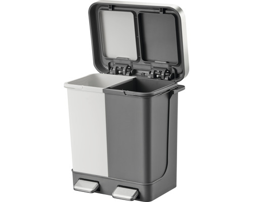 EKO Hana Duo pedaalemmer, 2 compartimenten, 20 l, grijs/wit