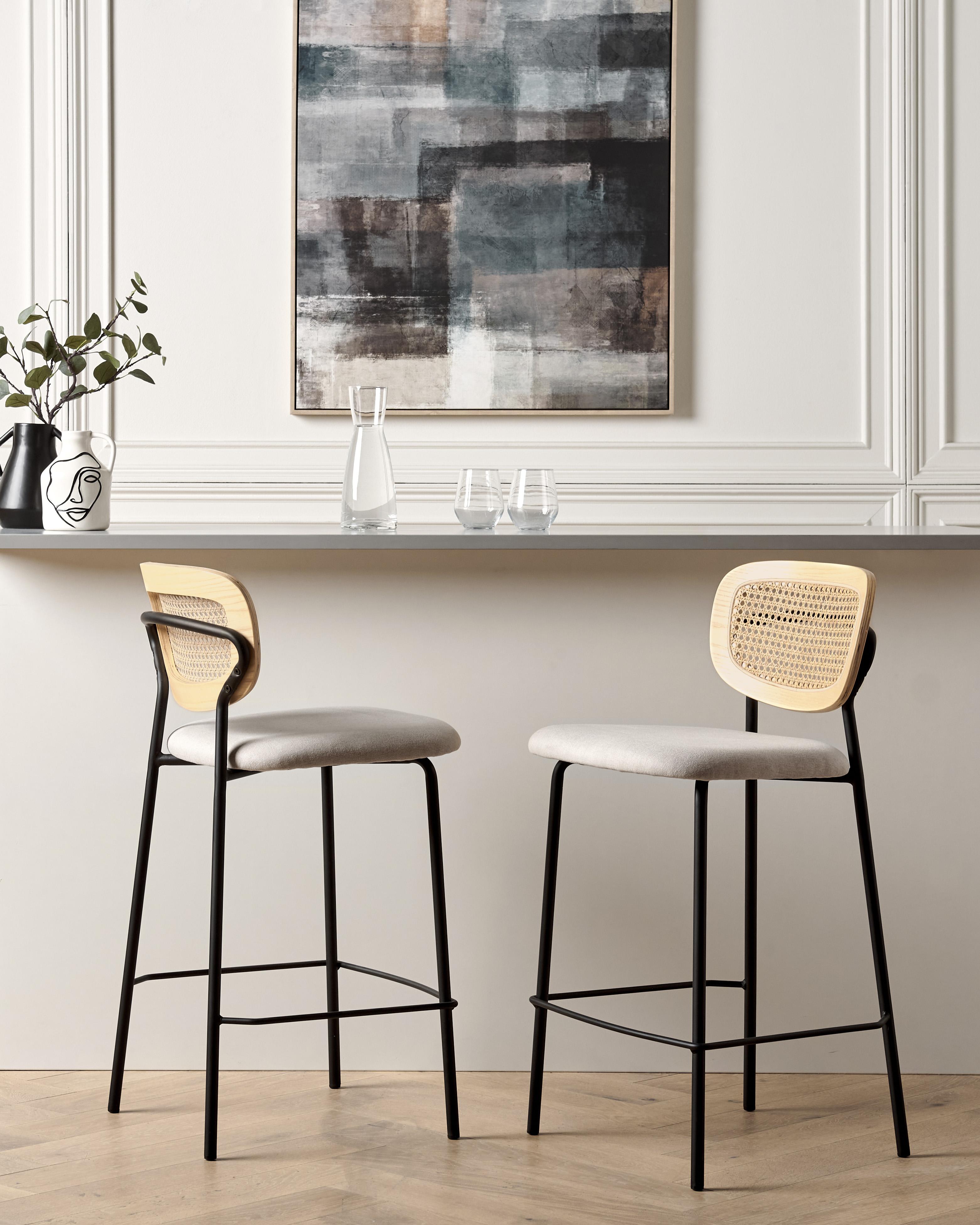 Set van 2 barstoelen MAYETTA Rotan Lichtbeige