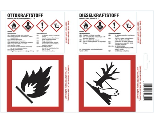 Hünersdorff zelfklevende etiketten voor benzine/diesel, 25 stuks